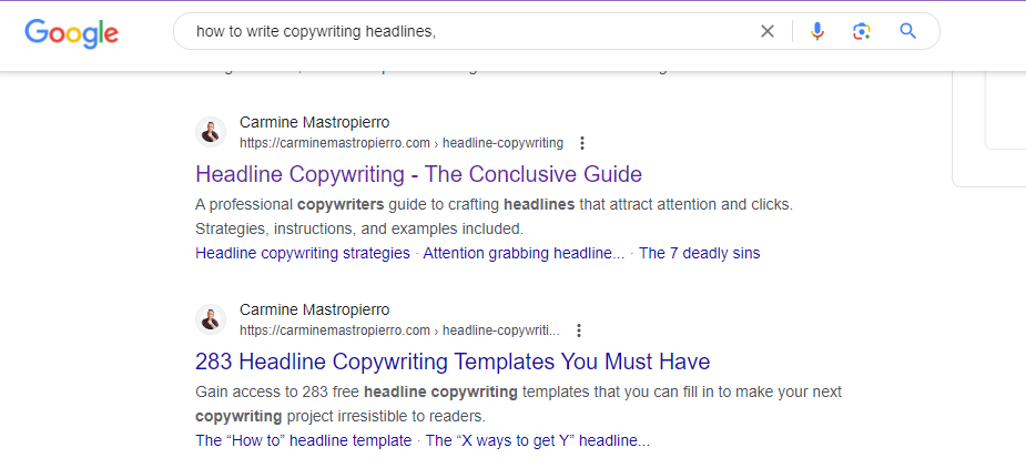 Google search how to write copywriting headlines