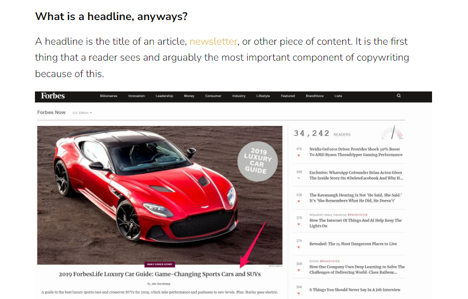 what is a copywriting headline