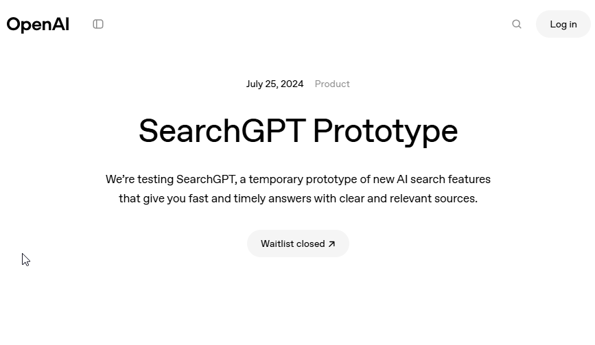 SearchGPT search engine announcement